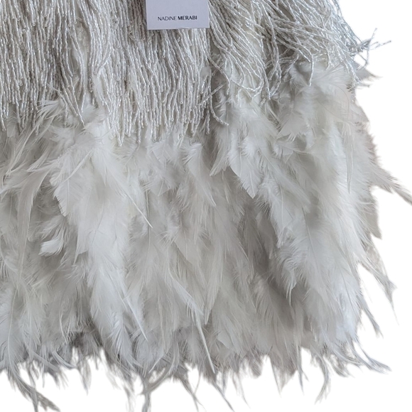 NWT Nadine Merabi Sara Beaded Fringe Feathered Skirt Size XS/2 - Picture 8 of 11